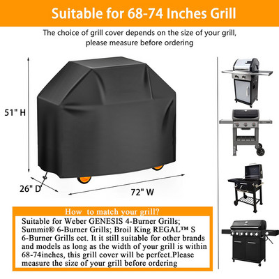 Grila grila grila pārsegs pretputekļu ūdensizturīgs, lielas slodzes ogles grila grila pārsegs āra lietus aizsargbarbekjū pārsegs 3 izmērs