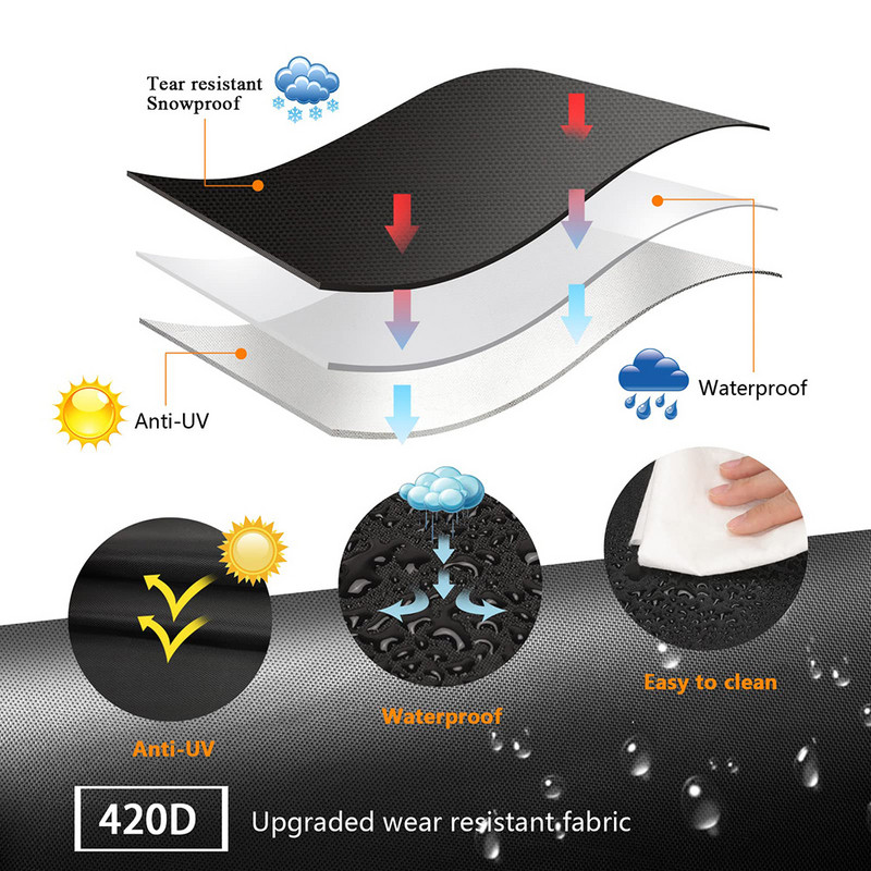 Grila grila grila pārsegs pretputekļu ūdensizturīgs, lielas slodzes ogles grila grila pārsegs āra lietus aizsargbarbekjū pārsegs 3 izmērs