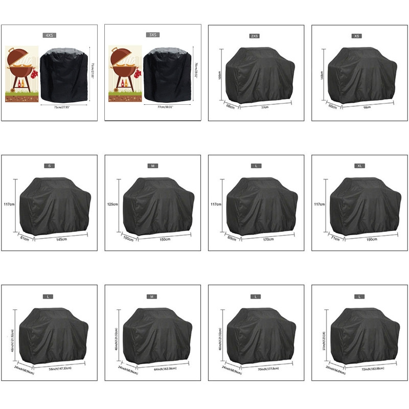 BBQ pārsegs āra putekļu ūdensnecaurlaidīgs Weber lieljaudas grila pārsegs aizsardzība pret lietus āra grila pārsegs apaļš grils melns