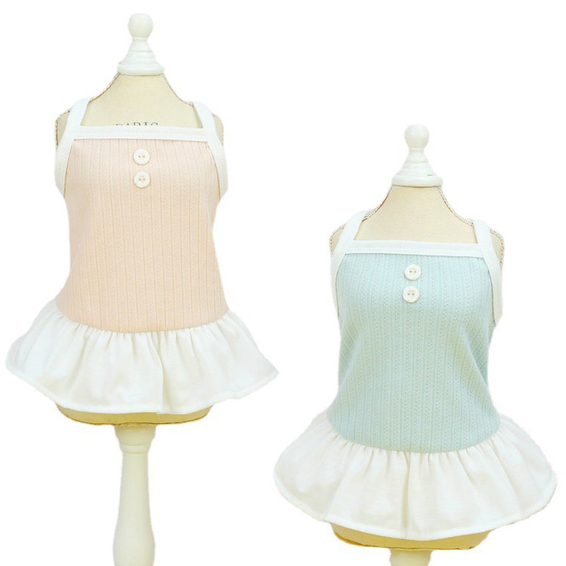 Rochie dulce cu nasturi Rochie cu bretele pentru câini Haine pentru animale de companie Vestă fără mâneci de vară Rochie cămașă pentru câini pentru câini de talie mică Fusta Yorkie