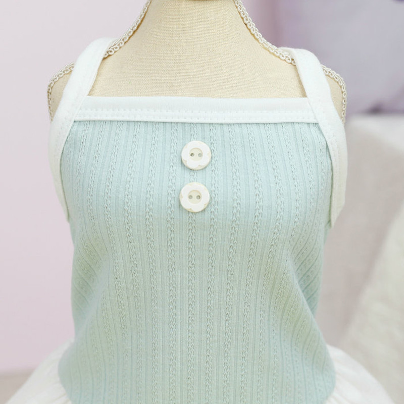 Rochie dulce cu nasturi Rochie cu bretele pentru câini Haine pentru animale de companie Vestă fără mâneci de vară Rochie cămașă pentru câini pentru câini de talie mică Fusta Yorkie