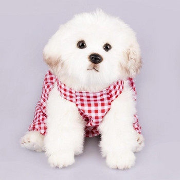 Καλοκαιρινή γατούλα Ρούχα για σκύλους Ρούχα για σκύλους Φόρεμα για κατοικίδια Καρό Εκτύπωση Λεπτή στενή εφαρμογή που αναπνέει καλή ολκιμότητα πίσω ζώνη αντιανεμική για O