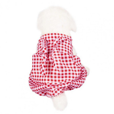 Haine de pisicuță de vară ținute pentru câini rochie pentru animale de companie Imprimare în carouri subțire, strânsă, respirabil, ductilitate bună, centură din spate, rezistentă la vânt pentru O