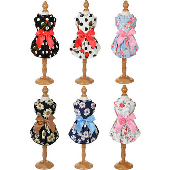 2023 Puppy Пролетни дрехи за малки кучета Flower Princess Dog Fancy Dress Floral Sleeveless Dress for Chihuahua Bichon