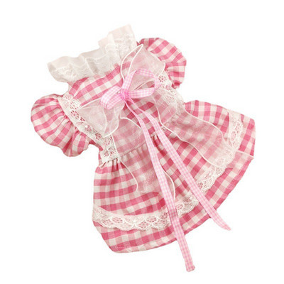 Kucēnu modes svārki Pavasaris Vasaras Mājdzīvnieks Salda rūtainā Princeses Kleita Maza Suņa Mežģīņu Krekliņš Kucēnu Apģērbs Pūdelis Čivava Maltas