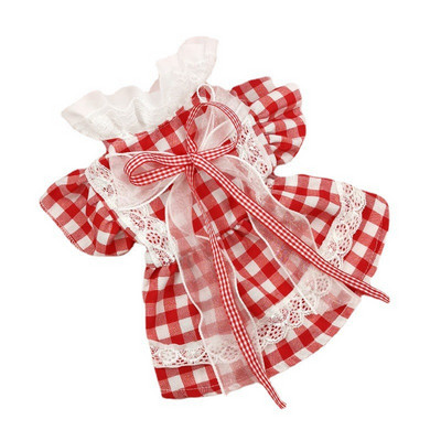 Kucēnu modes svārki Pavasaris Vasaras Mājdzīvnieks Salda rūtainā Princeses Kleita Maza Suņa Mežģīņu Krekliņš Kucēnu Apģērbs Pūdelis Čivava Maltas