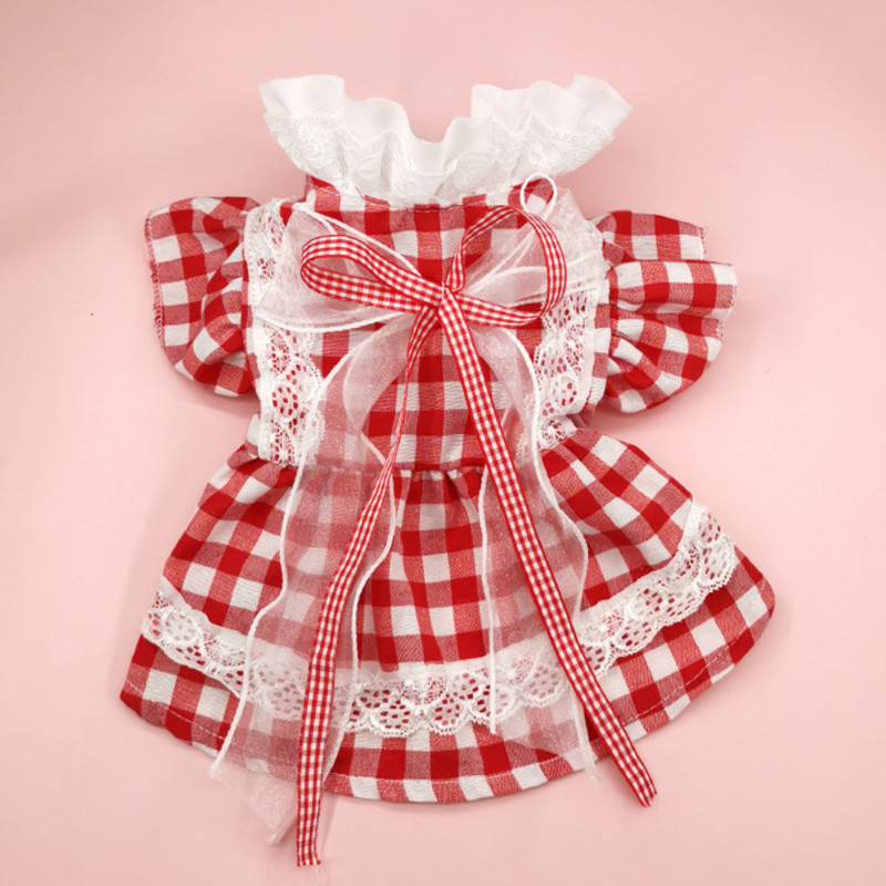 Kucēnu modes svārki Pavasaris Vasaras Mājdzīvnieks Salda rūtainā Princeses Kleita Maza Suņa Mežģīņu Krekliņš Kucēnu Apģērbs Pūdelis Čivava Maltas