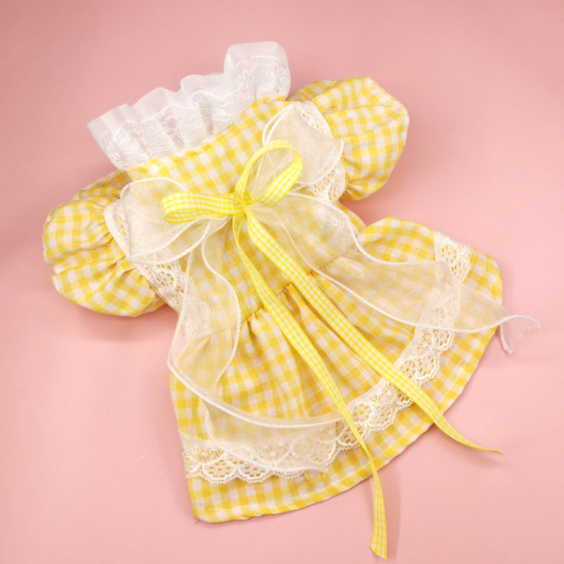 Kucēnu modes svārki Pavasaris Vasaras Mājdzīvnieks Salda rūtainā Princeses Kleita Maza Suņa Mežģīņu Krekliņš Kucēnu Apģērbs Pūdelis Čivava Maltas