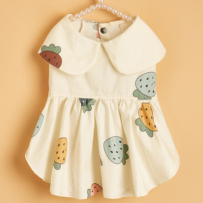 Lemmiklooma koera kassi seelikkleit riided suvine mood kutsikas uus armas koera kassi kleit puu-maasika mustriga kassi kleit