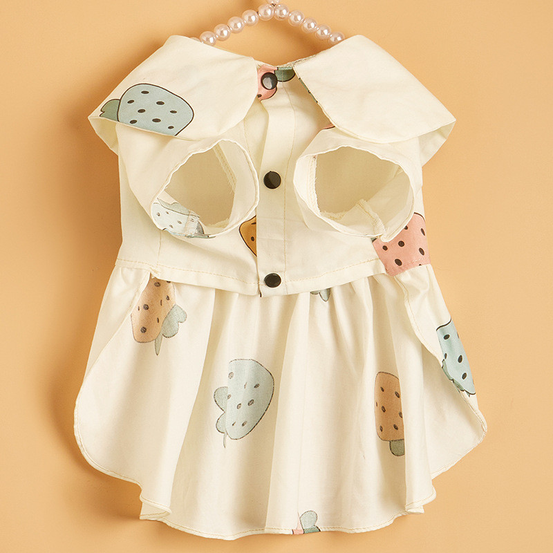 Lemmiklooma koera kassi seelikkleit riided suvine mood kutsikas uus armas koera kassi kleit puu-maasika mustriga kassi kleit