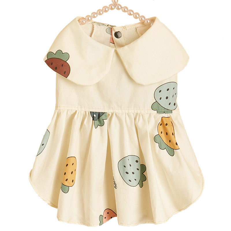 Lemmiklooma koera kassi seelikkleit riided suvine mood kutsikas uus armas koera kassi kleit puu-maasika mustriga kassi kleit