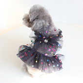 Îmbrăcăminte pentru câini din plasă neagră respirabilă, rochii de mireasă de vară York Bling pentru animale de companie mici, cățeluș, chihuahua, bunuri pentru pisici