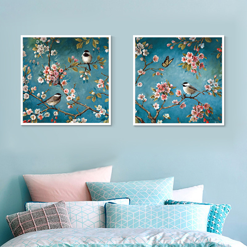 Zozack rokdarbi, DMC DIY krustdūriens, pilni izšūšanas komplekti, plūmju ziedu putnu raksti, ķīniešu krustdūriens, uzdrukāts uz audekla