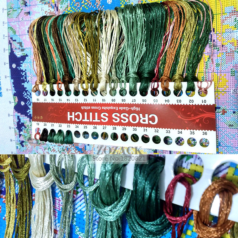 Zozack rokdarbi, DMC DIY krustdūriens, pilni izšūšanas komplekti, plūmju ziedu putnu raksti, ķīniešu krustdūriens, uzdrukāts uz audekla