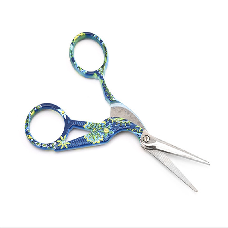 2 broderii antice, model de porțelan albastru și alb, foarfece cu punct de cruce, artizanat clasic european, croitorie, unelte de bucătărie de acasă