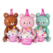 Ins 4D Bear Foil Balloons Kids 1st Happy Birthday Party Διακόσμηση φωτογραφικών στηρίγματα Cartoon Bear Globos Boy girl Baby shower μπομπονιέρες