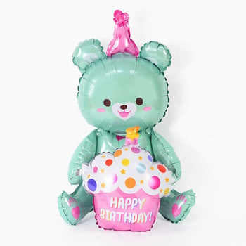 Ins 4D Bear Foil Balloons Kids 1st Happy Birthday Party Διακόσμηση φωτογραφικών στηρίγματα Cartoon Bear Globos Boy girl Baby shower μπομπονιέρες