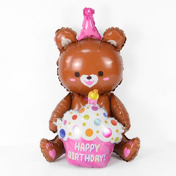 Ins 4D Bear Foil Balloons Kids 1st Happy Birthday Party Διακόσμηση φωτογραφικών στηρίγματα Cartoon Bear Globos Boy girl Baby shower μπομπονιέρες