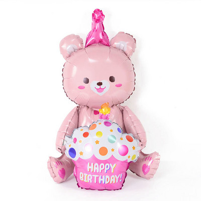 Ins 4D Bear Foil Balloons Kids 1st Happy Birthday Party Διακόσμηση φωτογραφικών στηρίγματα Cartoon Bear Globos Boy girl Baby shower μπομπονιέρες