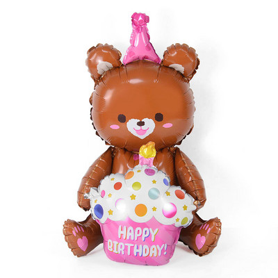 Ins 4D Bear Foil Balloons Kids 1st Happy Birthday Party Διακόσμηση φωτογραφικών στηρίγματα Cartoon Bear Globos Boy girl Baby shower μπομπονιέρες