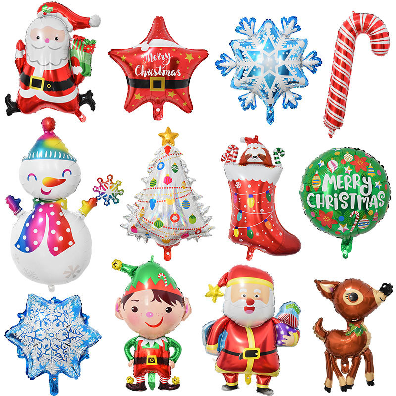 Decoratiuni de Craciun Balon din folie de aluminiu Pom de Craciun Om de zapada La multi ani Copii Cadou pentru copii Jucarie gonflabila Globo de aer