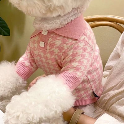 Pulover tricotat pentru animale de companie Teddy în carouri verde Haine de toamnă și iarnă Haine moi pentru câini Pulover de modă pentru cățeluș Produse pentru animale de companie XS-XL