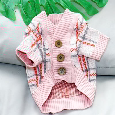 Pulover tricotat pentru animale de companie Teddy în carouri verde Haine de toamnă și iarnă Haine moi pentru câini Pulover de modă pentru cățeluș Produse pentru animale de companie XS-XL