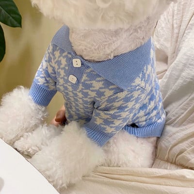 Pulover tricotat pentru animale de companie Teddy în carouri verde Haine de toamnă și iarnă Haine moi pentru câini Pulover de modă pentru cățeluș Produse pentru animale de companie XS-XL
