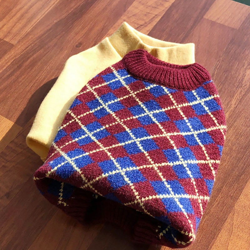 Pulover tricotat pentru animale de companie Teddy în carouri verde Haine de toamnă și iarnă Haine moi pentru câini Pulover de modă pentru cățeluș Produse pentru animale de companie XS-XL