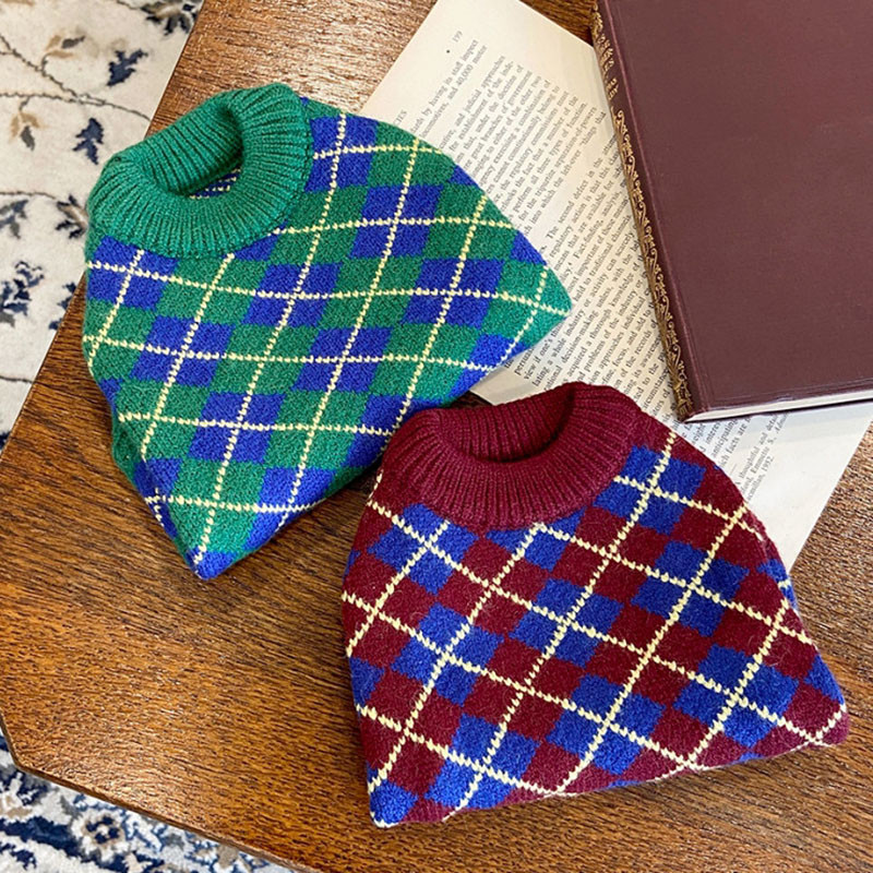 Pulover tricotat pentru animale de companie Teddy în carouri verde Haine de toamnă și iarnă Haine moi pentru câini Pulover de modă pentru cățeluș Produse pentru animale de companie XS-XL
