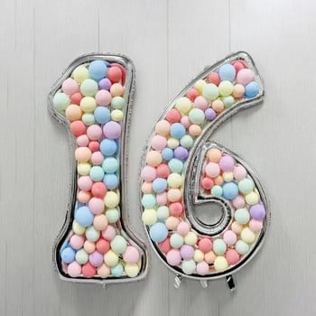 65 ιντσών Giant Foil Number Balloon DIY Γέμισμα Πλαίσιο Παιδική Διακόσμηση 1ου Γενεθλίου Προμήθειες Επετείου Γάμου Μωσαϊκό κουτί