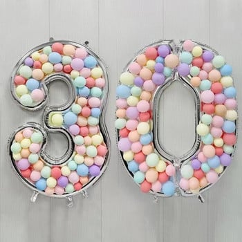 65 ιντσών Giant Foil Number Balloon DIY Γέμισμα Πλαίσιο Παιδική Διακόσμηση 1ου Γενεθλίου Προμήθειες Επετείου Γάμου Μωσαϊκό κουτί