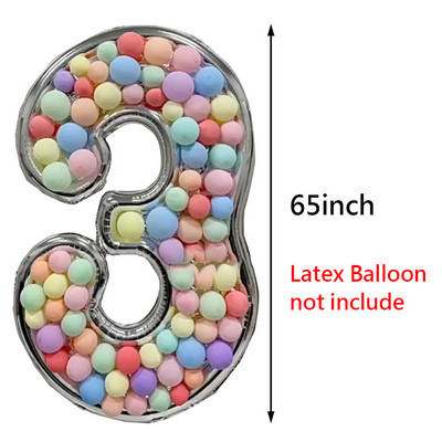 65 collu milzīgs folijas numura balons, DIY pildījuma rāmis bērniem 1. dzimšanas dienas ballītes dekorēšanai kāzu gadadienas piederumu mozaīkas kaste