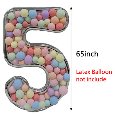 65 collu milzīgs folijas numura balons, DIY pildījuma rāmis bērniem 1. dzimšanas dienas ballītes dekorēšanai kāzu gadadienas piederumu mozaīkas kaste