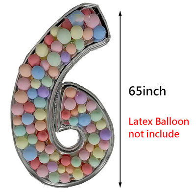 65 collu milzīgs folijas numura balons, DIY pildījuma rāmis bērniem 1. dzimšanas dienas ballītes dekorēšanai kāzu gadadienas piederumu mozaīkas kaste