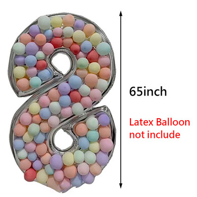 65 collu milzīgs folijas numura balons, DIY pildījuma rāmis bērniem 1. dzimšanas dienas ballītes dekorēšanai kāzu gadadienas piederumu mozaīkas kaste