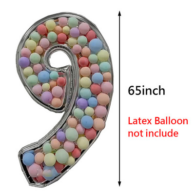 65 collu milzīgs folijas numura balons, DIY pildījuma rāmis bērniem 1. dzimšanas dienas ballītes dekorēšanai kāzu gadadienas piederumu mozaīkas kaste