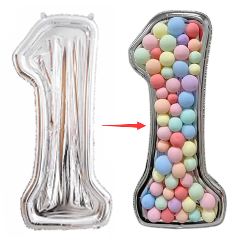 65 collu milzīgs folijas numura balons, DIY pildījuma rāmis bērniem 1. dzimšanas dienas ballītes dekorēšanai kāzu gadadienas piederumu mozaīkas kaste