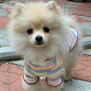 Ρούχα για σκύλους κατοικίδιων ζώων Μπλουζάκι για κουτάβι γιλέκο χαριτωμένη πιτζάμες χειμωνιάτικο πουκάμισο πουκάμισο με ριγέ ιριδίζον πουλόβερ