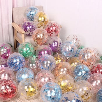 10 τμχ 12 ιντσών Glitter Confetti Latex Balloons Clear Transparent Ball Baby Shower Γενέθλια Διακόσμηση Γάμου Air Globos