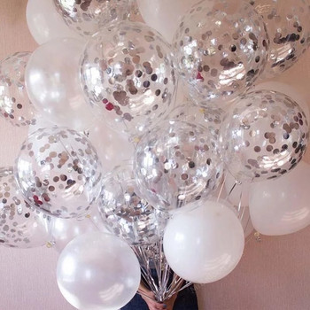 10 τμχ 12 ιντσών Glitter Confetti Latex Balloons Clear Transparent Ball Baby Shower Γενέθλια Διακόσμηση Γάμου Air Globos