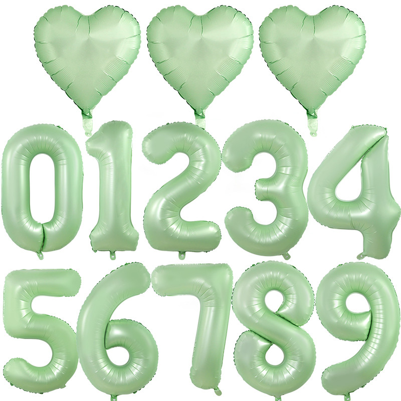 Balon vintage cu număr verde de 40 inch, bilă digitală mare din folie cu heliu pentru primul copil, băiat, fată, junglă, safari, decorare pentru petrecerea de aniversare