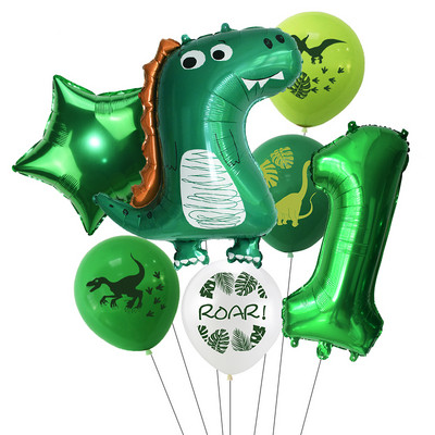 Dinozaur Ziua de Naștere Confetti Baloane Latex Junglă Animale Sălbatice Copii Aniversare Număr Heliu Globos Decorare Baby Shower