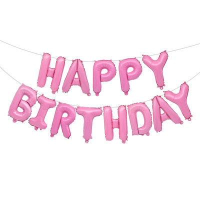 13 vnt. balionai su gimtadieniu Rožinis aukso spalvos raidžių folija balionas suaugusiems vaikams gimtadienio vakarėlio dekoravimas Air Globos Vestuvių jubiliejus