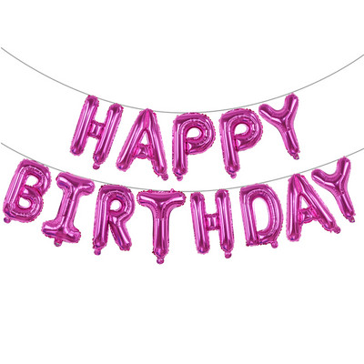 13 vnt. balionai su gimtadieniu Rožinis aukso spalvos raidžių folija balionas suaugusiems vaikams gimtadienio vakarėlio dekoravimas Air Globos Vestuvių jubiliejus