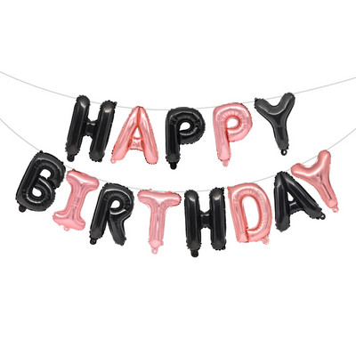 13 vnt. balionai su gimtadieniu Rožinis aukso spalvos raidžių folija balionas suaugusiems vaikams gimtadienio vakarėlio dekoravimas Air Globos Vestuvių jubiliejus