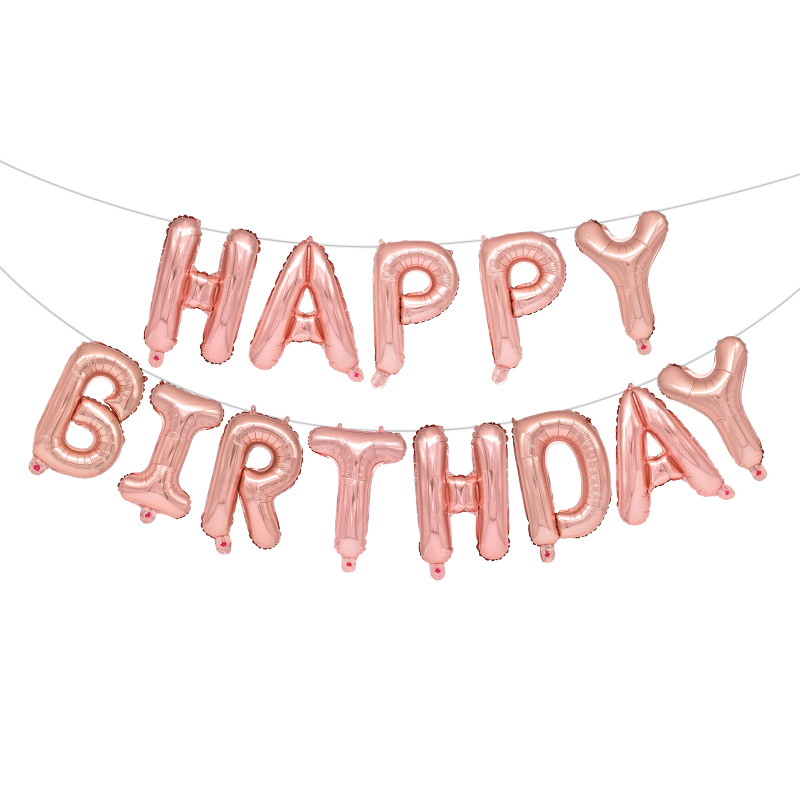 13 vnt. balionai su gimtadieniu Rožinis aukso spalvos raidžių folija balionas suaugusiems vaikams gimtadienio vakarėlio dekoravimas Air Globos Vestuvių jubiliejus
