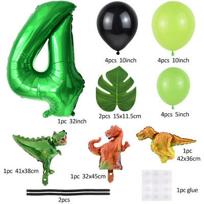 21 buc/set de baloane cu numere pentru petrecerea de aniversare a dinozaurului, frunze de palmier, primul copil băiat, safari, junglă, decorare pentru petrecerea de naștere pentru baby shower