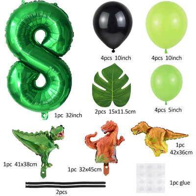 21 buc/set de baloane cu numere pentru petrecerea de aniversare a dinozaurului, frunze de palmier, primul copil băiat, safari, junglă, decorare pentru petrecerea de naștere pentru baby shower