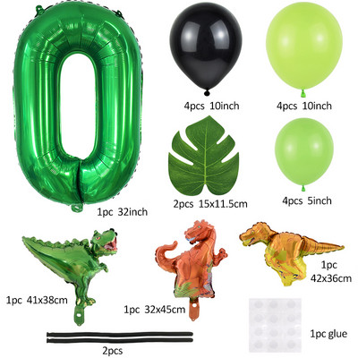 21 buc/set de baloane cu numere pentru petrecerea de aniversare a dinozaurului, frunze de palmier, primul copil băiat, safari, junglă, decorare pentru petrecerea de naștere pentru baby shower